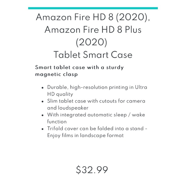 Beautiful Caseable Kindle Fire 8 Tablet Smart Case in Watercolour Flowers Blue. - Picture 8 of 9